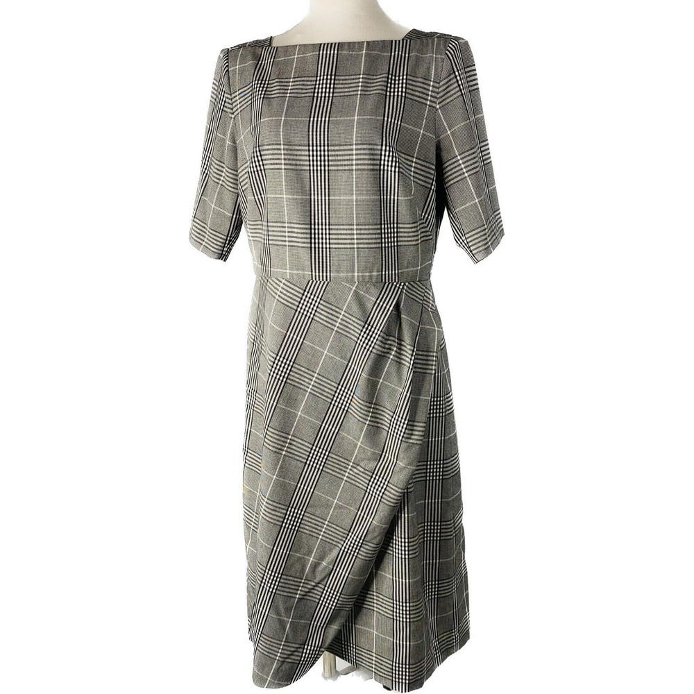 Banana Republic Sz 8 Black White Dress Faux Wrap